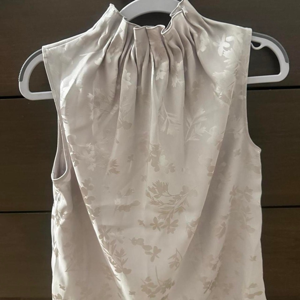 Y2K Ann Taylor Ivory jacquard satin high neck top/Coquette asian inspired.